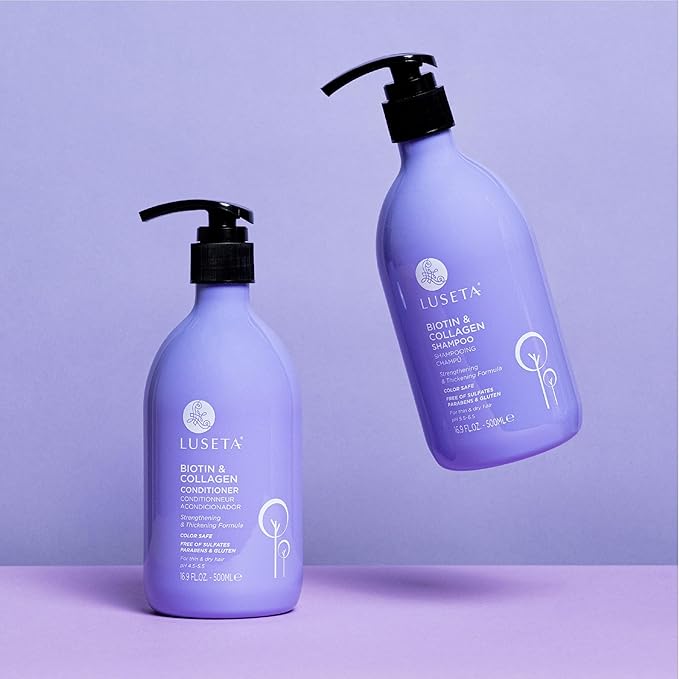Luseta Biotin Shampoo and Conditioner for Hair - Thickening Shampoo for Thinning Hair - Infused with Argan Oil to Repair Damaged Dry Hair - Sulfate Free Paraben Free-2 x 16.9 fl oz