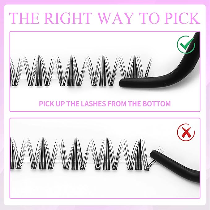 VEYESBEAUTY Lash Clusters Eyelash Extensions Thin & Invisible Band DIY Individual False Eyelashes Newbie's Five-Second Series Wispy Lash Tray for Self-application, Manga Lashes 8-18mm Mixed Length