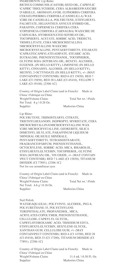 Lip Smacker Hello Kitty Nail Polish & Flavored Lip Balm Makeup Tote - Moisturizing Balms, Colorful Nail Polishes, Sanrio Accessory Ring, Stylish Tote Bag, Perfect Glam Gift for Hello Kitty Lovers