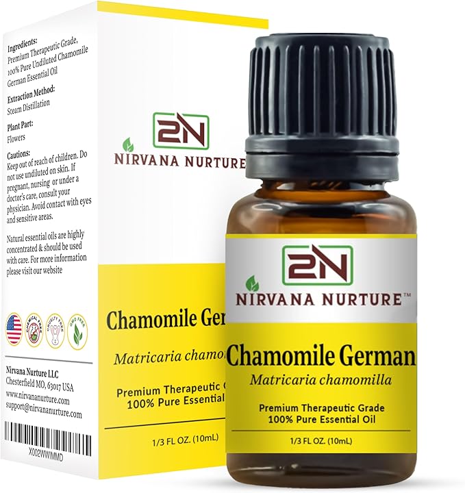 Chamomile German Essential Oil 100% Pure Premium Therapeutic Grade, Undiluted - Aromatherapy Diffuser for Calm and Relaxation, Skin Care, Hair Care