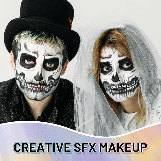 White Water Based Face Body Paint, 2.37 OZ Washable Large Tube Full Coverage Face Paint Cream for Adult Carnival Cosplay Halloween SFX Skull Joker Zombie Vampire Skeleton Goth Makeup