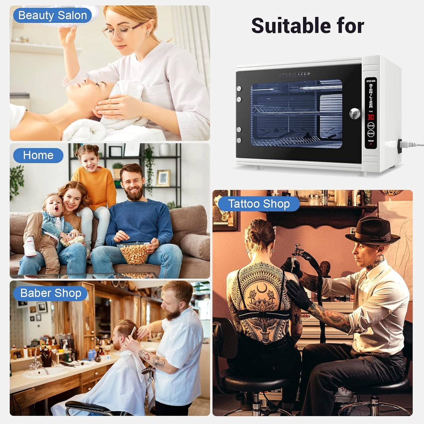 UV Sanitizing Cabinet (12L) Large Capacity - Metal Chemical-Free UVC Cleaner Box with Easy to Use Timer (5-60 Min) for Salon Tools, Manicure Supplies, Baby Bottles, Phones, Cutlery & More