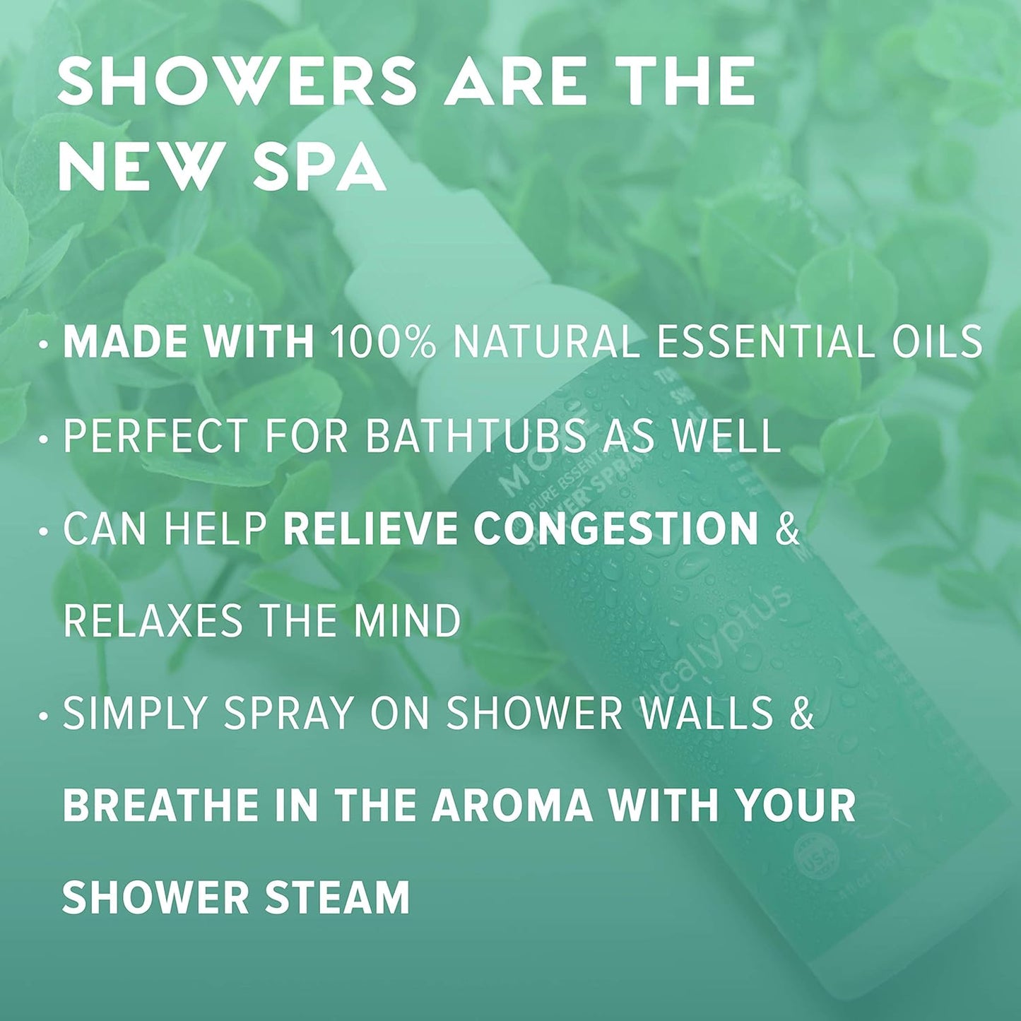MOXE Eucalyptus Oil Shower Mist, Spa Steam Spray, Certified Natural 100% Essential Oils, Made in USA, Aromatherapy, Sinus Congestion Relief, Tension Relief (8oz)
