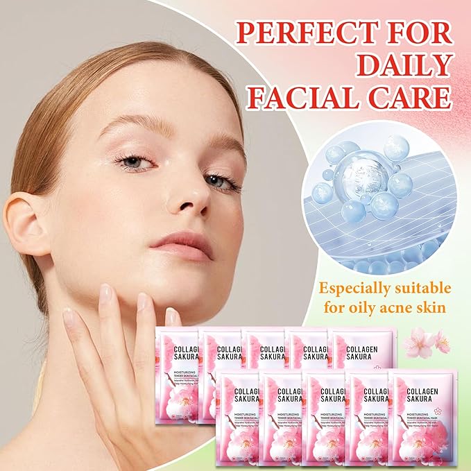10 Pack Variety Facial Sheet Masks Skin Care Set, Hydrating Bulk Sheet Face Masks Skincare Gifts Set for Women Men, Long Lasting Moisturizing Face Mask Skincare for All Skin Type(14)