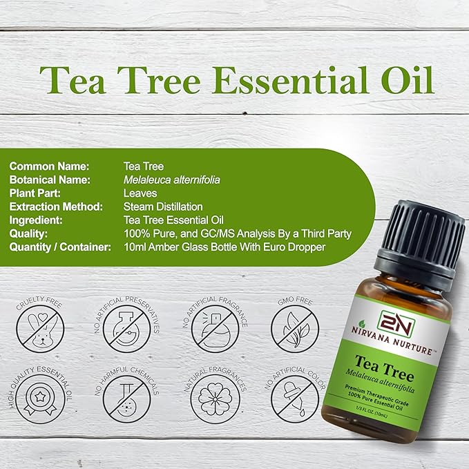 Tea Tree Essential Oil 100% Pure Premium Therapeutic Grade, Undiluted - Aromatherapy Diffuser for Calm and Relaxation, Skin Care, Hair Care