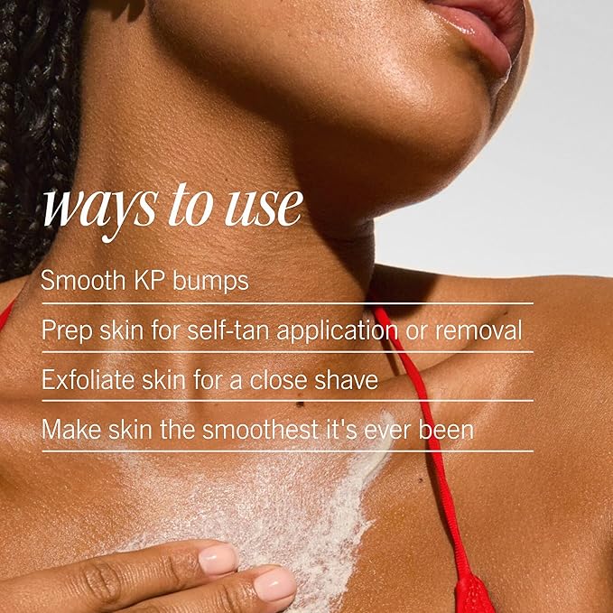 First Aid Beauty KP Bump Eraser Body Scrub Exfoliant for Keratosis Pilaris with 10% AHA – 8 oz + Bonus 1 oz Travel Size Tube