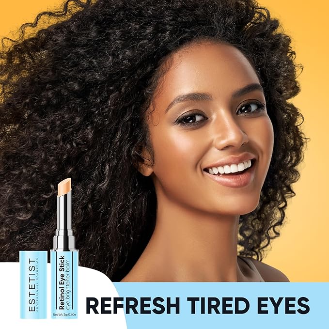 Retinol Eye Brightener Cream Stick, Vitamin C & E Enriched Under Eye Bags Care for Dark Circles, Puffiness & Anti-Aging, Hydrating Eye Balm for All Skin Types