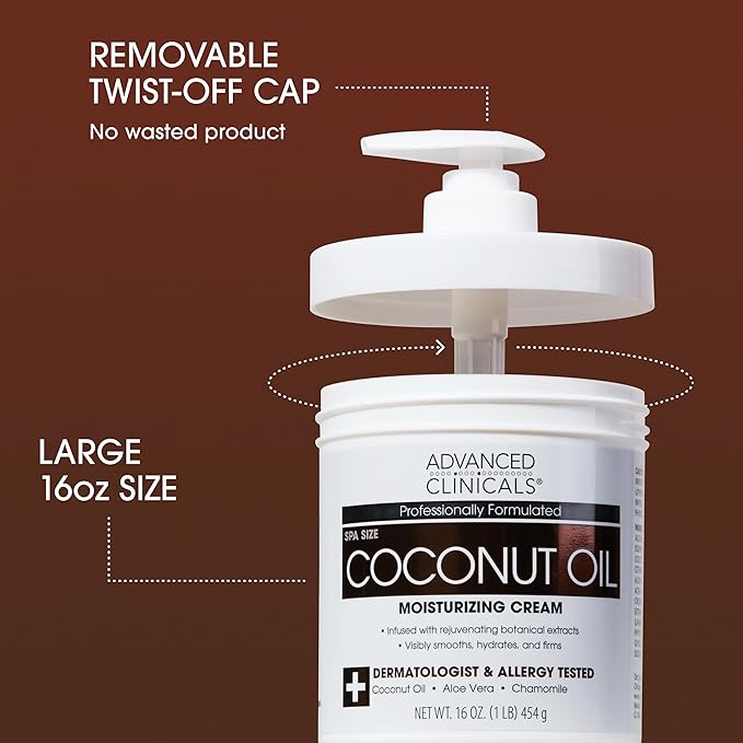 Advanced Clinicals Unscented Retinol Body Lotion & Face Moisturizer + Coconut Oil Body Cream For Women & Men | 2PC Skincare Set Helps Reduce Appearance Of Crepey Skin + Irritated Dry Skin, 2pc Set