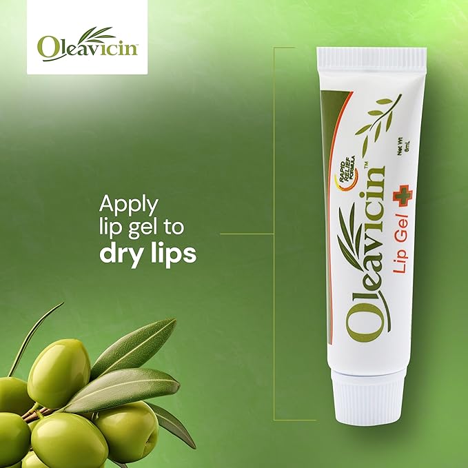 Lip Gel – Natural Cold Sore & Fever Blister Treatment with Organic Olive Leaf – Fast-Acting Relief – 1.3oz (3.8) - 3 Pack