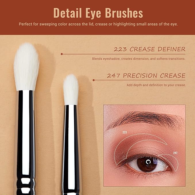 Jessup Eyeshadow Brush Set 7pcs Fluffy Eye Makeup Brushes for Eye Shadow Blending Shader Crease Concealer Black T334