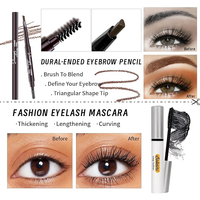 Makeup Set Kit for Women Full Kit, Makeup Gift for Makeup Beginner, Eyeshadow Foundation Face Primer Brush 3 in 1 Palette Lip Gloss, Eyebrow Soap Mascara Eyeliner cosmetic bag