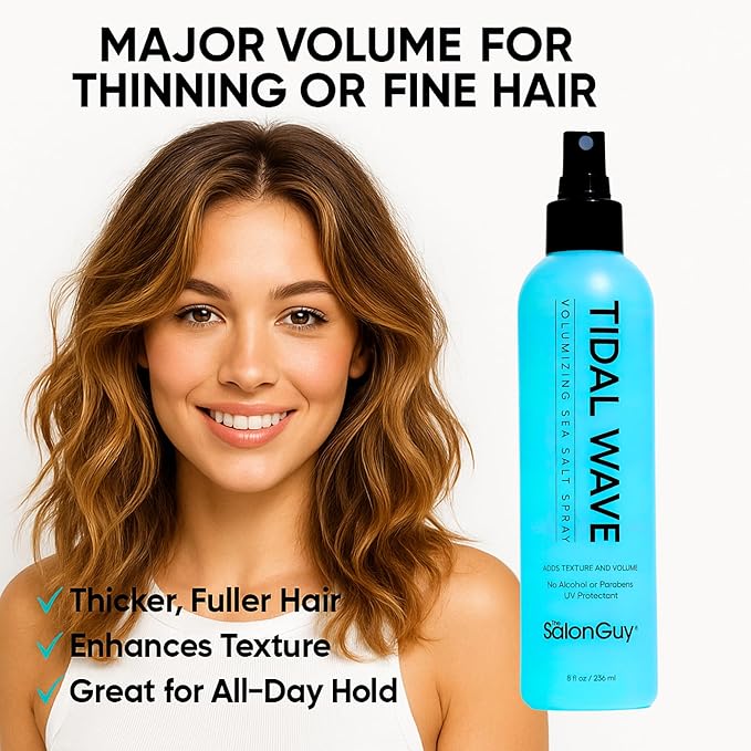 THESALONGUY Tidal Wave Sea Salt Spray โ Texturizing & Volumizing Hair Spray for Beach Waves, Natural Texture & Lift โ Styling Spray for Men & Women, 8 oz