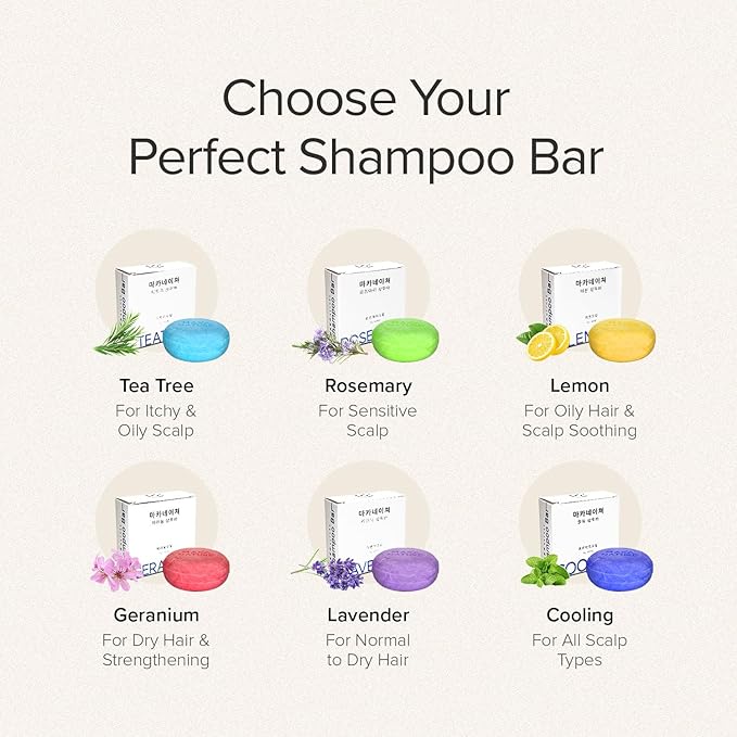 Maka Nature Low-Carbon Shampoo Bar | Korean K-Beauty Haircare with Natural Ingredients for Scalp & Hair Types | Vegan, Eco-Friendly, pH balanced, 3.35oz (Geranium)