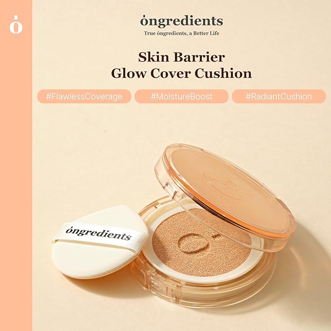Skin Barrier Glow Cover Cushion, All-day Coverage, Glow Finish, Lightweight, Skincare-Like Texture, Non-cakey Makeup, Korean Cushion Foundation (#51N Milky Way, 0.15 oz)