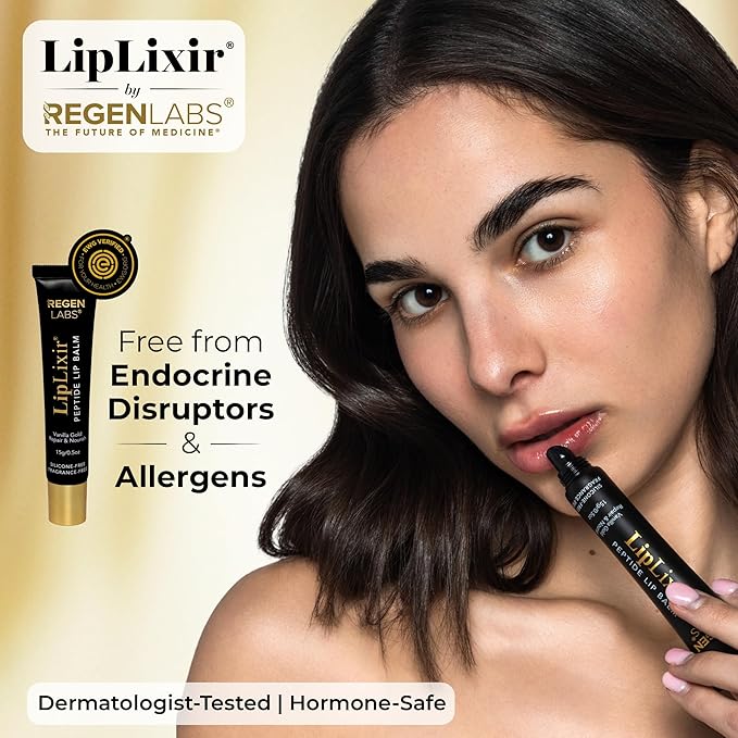 LipLixir Non Toxic Peptide Lip Balm โ EWGยฎ VERIFIED, All-Natural, Ultra-Clean, Hydrating, Doctor Approved Lip Gloss โ Fragrance-Free with Shea, Cocoa & Coconut Oil, (Reformulated Thicker Formula)