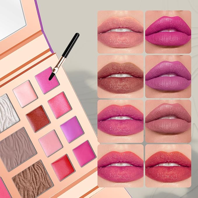 Color Nymph Makeup Kit for Women, All In One Notebook Makeup Palette Set With Mirror for Girls Includes 24 C Eyeshadow Palette,Lipgloss,Face Powder,Blushes (Purple)