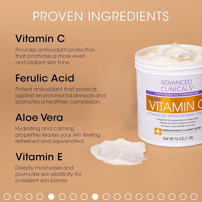 Advanced Clinicals Retinol Body Lotion + Brightening Vitamin C Cream 2pc Skin Care Set | Skin Tightening Body Moisturizer & Face Lotion | Crepey Skin Care Treatment | Skin Care Products, 2pc Set
