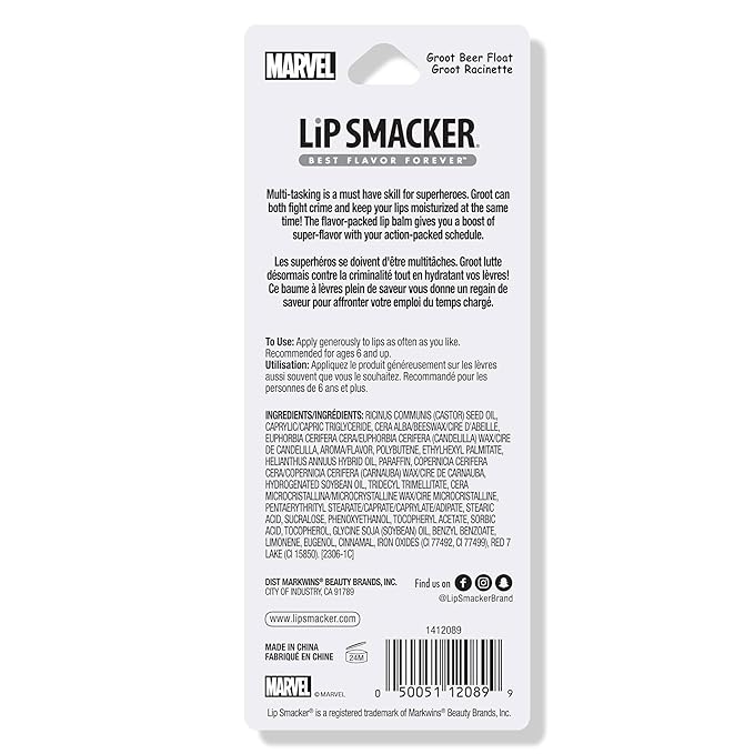 Lip Smacker Marvel Guardians of the Galaxy Lippy Pals, Clear & Glossy, Fun & Giftable, Cruelty Free – Groot Beer