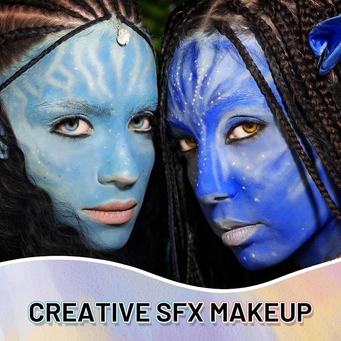 Blue Water Based Face Body Paint, 2.37 OZ Large Tube Full Coverage Face Paint for Avatar Smurfs Mermaid Cosplay Makeup, Washable Royal Blue Body Painting Cream for Adult Halloween SFX Makeup