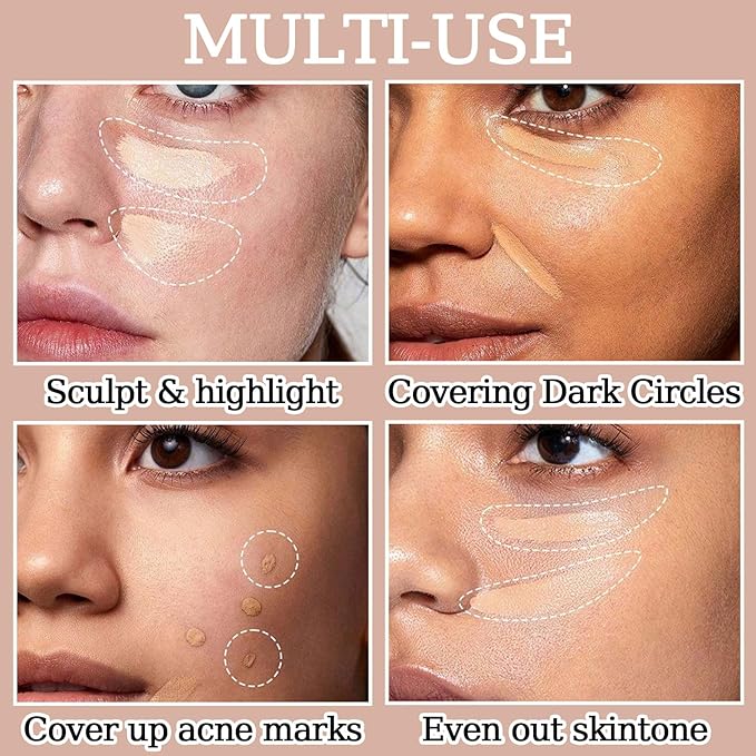 6 Colors Correcting Concealer Palette,Colors Corrector Palette,Moisturizing Full Coverage Liquid Foundation Cream Contour Makeup Palette with Brush