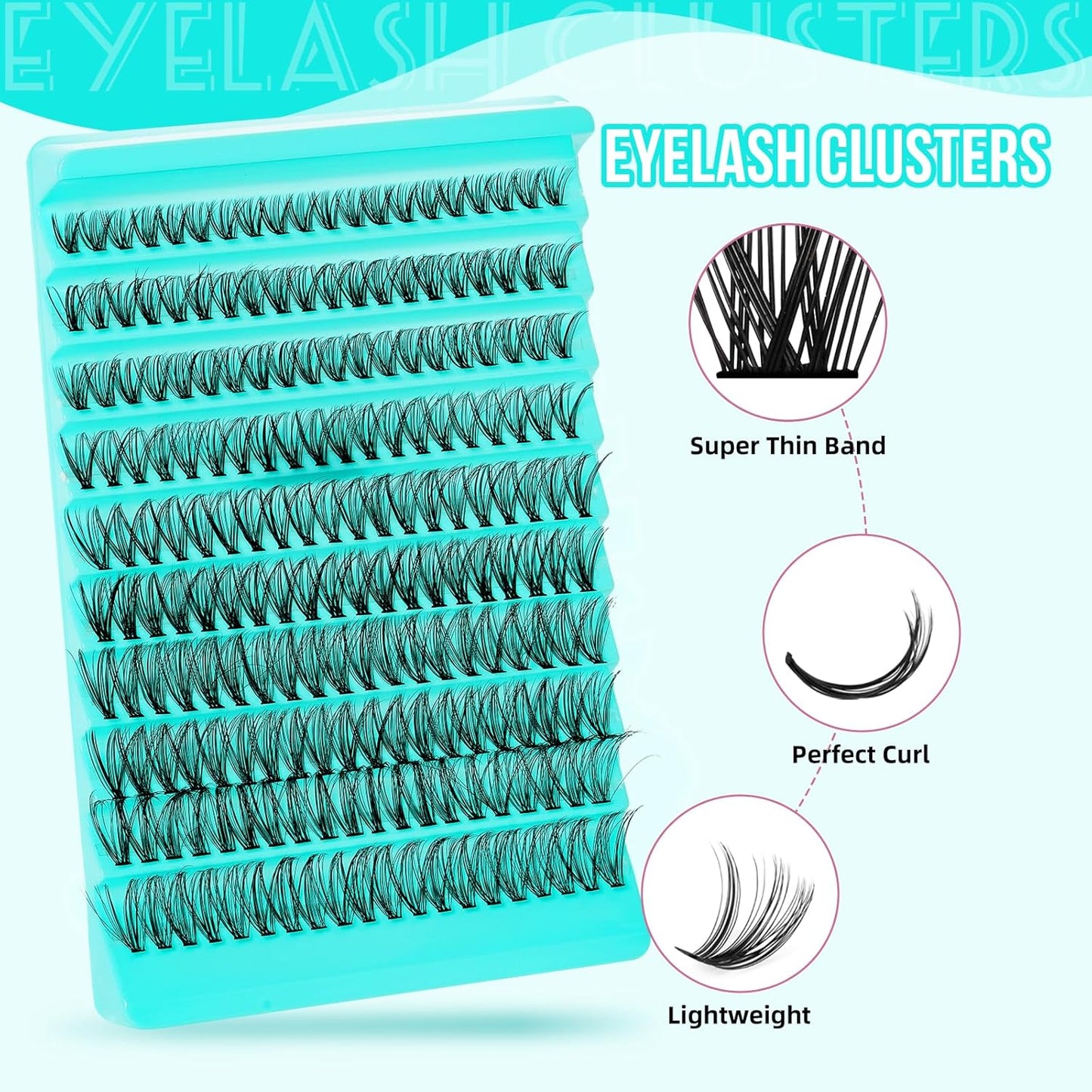 Lash Clusters 200pcs, Eyelash Extension Kit 30D D Curl Diy Cluster Eyelashes Extensions Lash Bond and Remover Waterproof Lash Applicator Tools for 8-18mm Mix Lashes Beginner Self Use