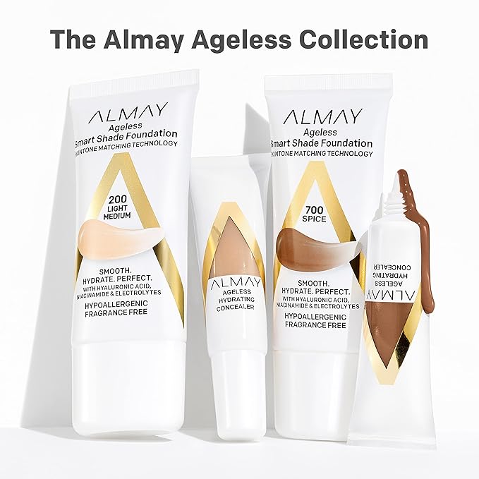 Almay Anti-Aging Concealer, Face Makeup with Hyaluronic Acid, Niacinamide, Vitamin C & E, Hypoallergenic, -Fragrance Free, 040 Medium Deep, 0.37 Fl Oz (Pack of 1)