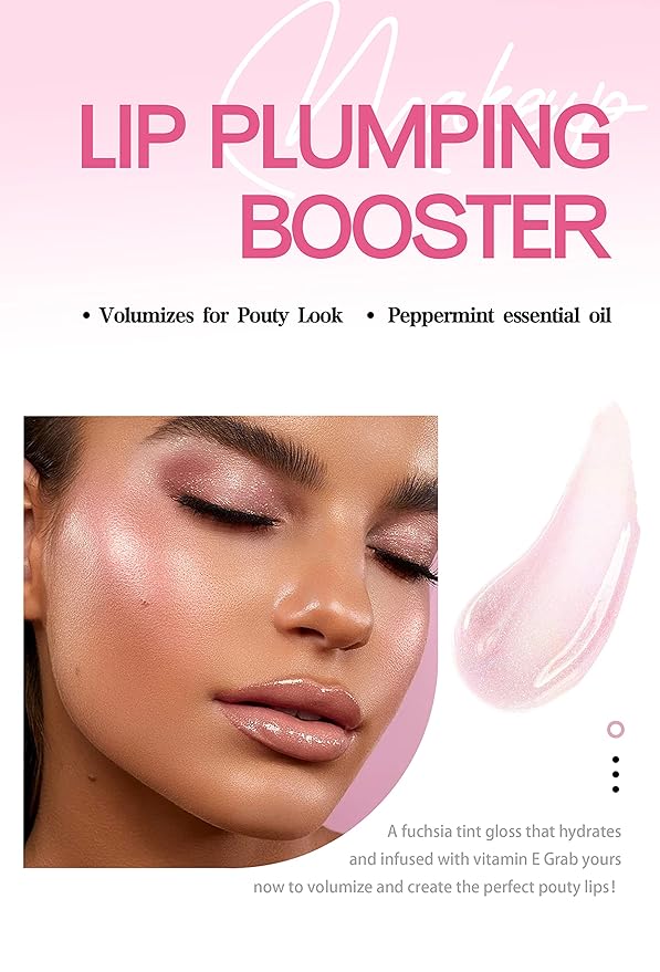 Lifter Gloss, Spicy Lip Plumping Booster Lip Gloss Glossy Lipstick, Hydrating, Volumizes, High-Shine, Fuller Lip Plumper Lip Mirror Lip Glaze, Plump&Pout Lip Plumper for Women Girls (#01)