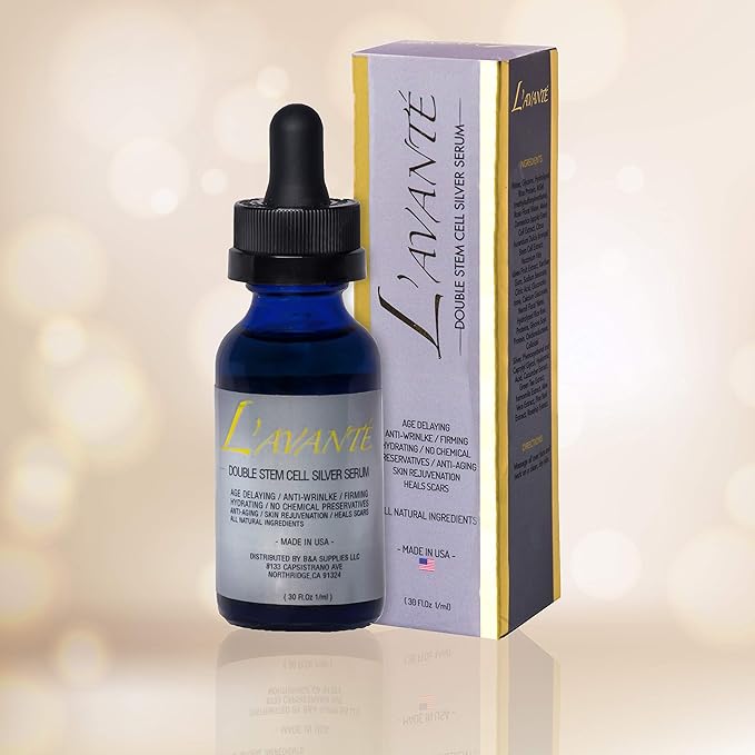 Double Stem Cell Silver Serum - Anti-aging, Anti-wrinkle and Skin Rejuvenation Treatment for Face and Neck, Scar and Acne Treatment, Moisturizer, Skin Hydration