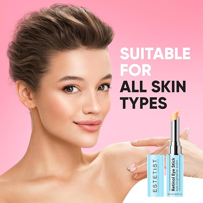 Retinol Eye Brightener Cream Stick, Vitamin C & E Enriched Under Eye Bags Care for Dark Circles, Puffiness & Anti-Aging, Hydrating Eye Balm for All Skin Types