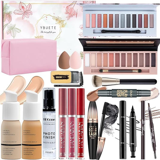 Makeup Set, Makeup Set Kit for Women Girls Teen Full Kit, Multipurpose Makeup Set, Professional & Beginner Makeup Kit Include Foundation, Face Primer, Eyeshadow Palette, Cosmetic Bag