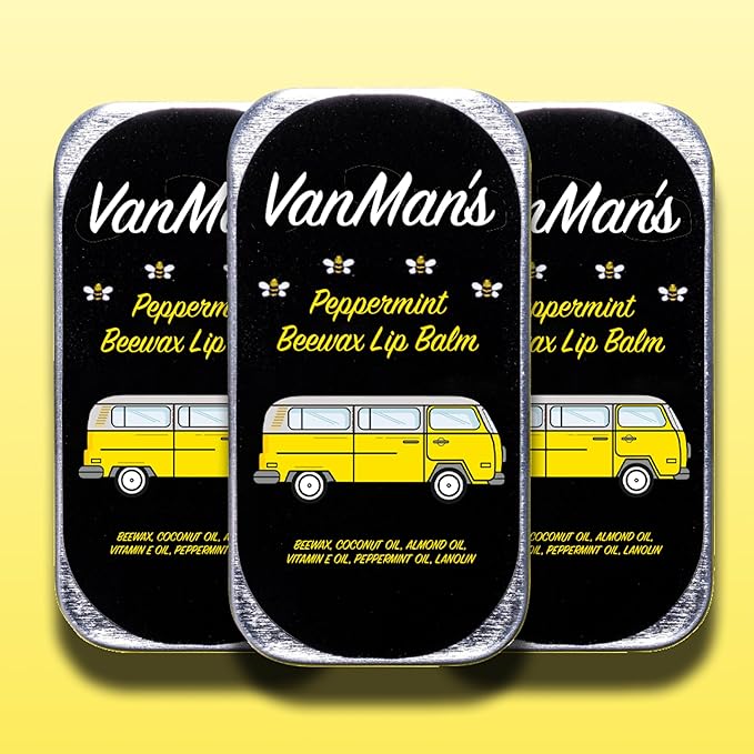 Vanman’s - Handmade Peppermint Beeswax Lip Balm (9 Pack) - Peppermints Lip Balm with Rosemary, Almond and Coconut Oil - Bee Balm with Vitamin E - Peppermint Balm Ideal for Dry Lips - 2 oz