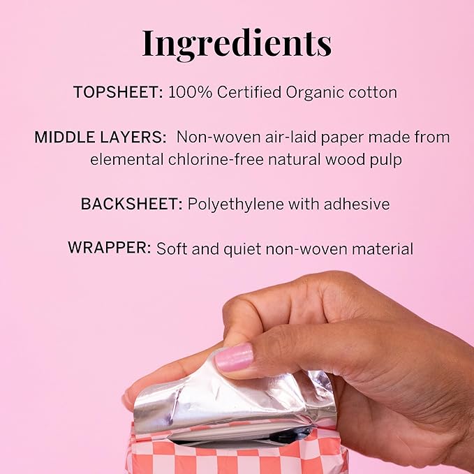 Pixie Cup Organic Cotton Postpartum Pads for Women - Extra Heavy Absorbency with Wings - Leak-Proof, Hypoallergenic & Unscented for Feminine Care - Compostable, Biodegradable - 24 Count