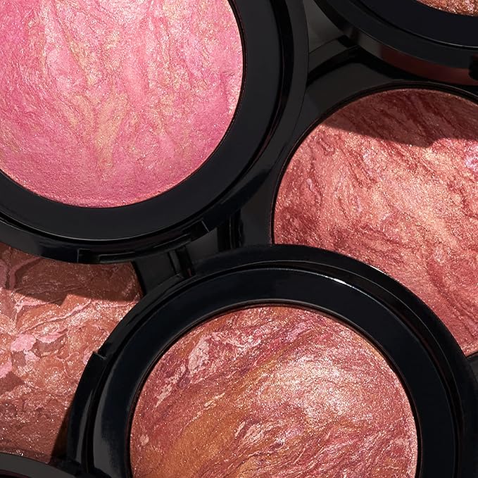 LAURA GELLER NEW YORK Baked Blush-n-Brighten Marbleized Blush + Angled Brush (07 Sunlit Rose, 47mm)