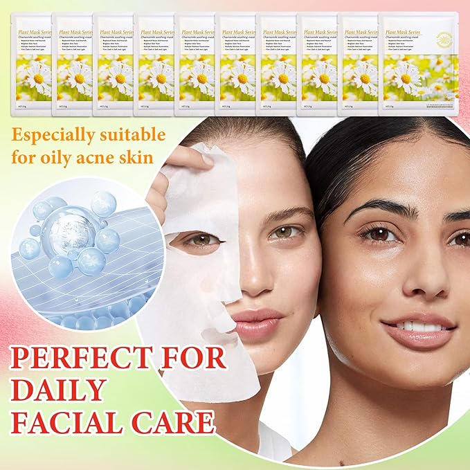 10 Pack Variety Facial Sheet Masks Skin Care Set, Hydrating Bulk Sheet Face Masks Skincare Gifts Set for Women Men, Long Lasting Moisturizing Face Mask Skincare for All Skin Type(B8)