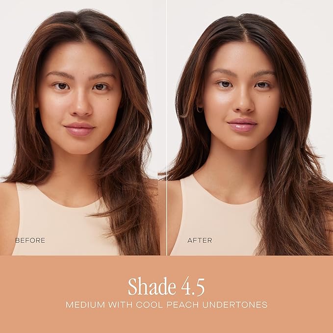 Summer Fridays Sheer Skin Tint - Tinted Moisturizer with Hyaluronic Acid - Helps Diminish Uneven Skin Tone - Sheer to Light Coverage - Shade 4.5 - Medium with Cool Peach Undertones (1 Fl Oz)