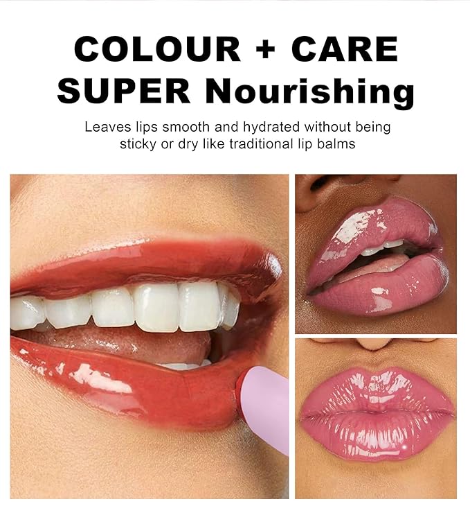 MAEPEOR Nourishing Lip Balm 8 Colors Smooth Moisturizing Lip Glow Gloss Non-Sticky and Long-lasting Hydrating Jelly Lip Balm for Women and Girls (Color 03)