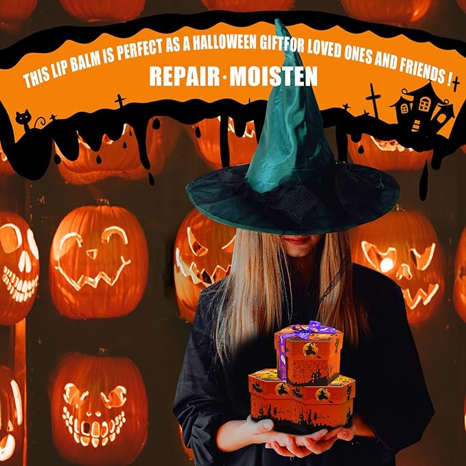 Yopela 19 Pack Halloween Lip Balm Party Favors, Lip Care Set with Vitamin E & Coconut Oil to Moisturize Repair Dry Chap Lips, 18 Flavors,Perfect for Trick-or-Treat Gifts or Goodie Bag Stuffers