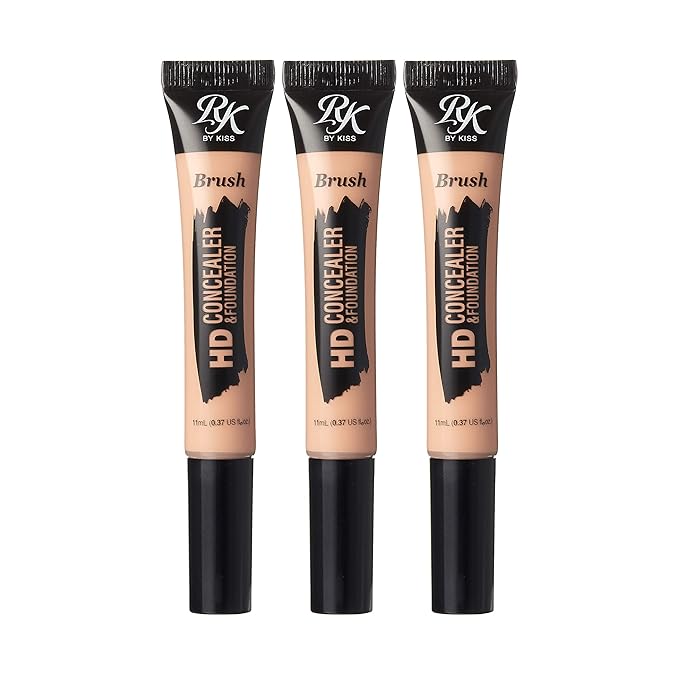 Ruby Kisses HD Concealer & Foundation Brush Flawless Full Coverage Face Makeup Lightweight Highlighter Long Lasting Under Eye Conceals Contour Corrector (Nude)