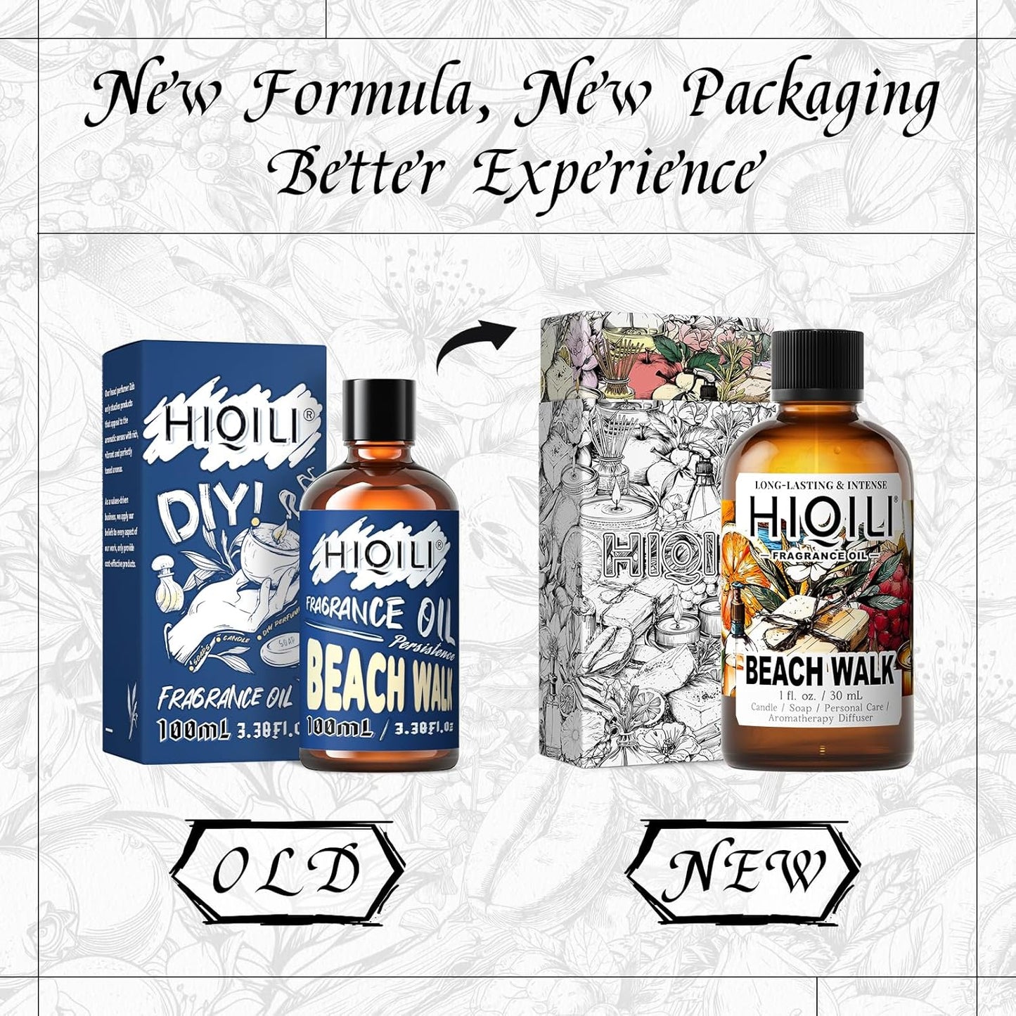 HIQILI Beach Walk Fragrance Oil for Diffuser & Humidifier, Candle & Soap Making, Luxury Hotel Scents, Perfect as a Gift - 1 Fl Oz