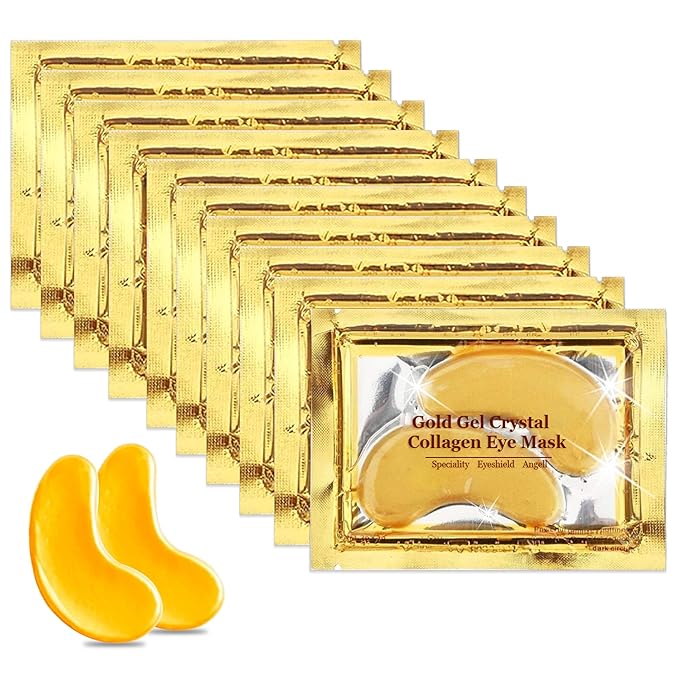 Jakuva 29PCS Gold Gel Crystal Collagen Eye Mask Under Eye Patches For Puffy Eyes and Dark Circles, Hydrating & Anti Aging,24k Gold Eye Mask Eye Patches for Moisturizing