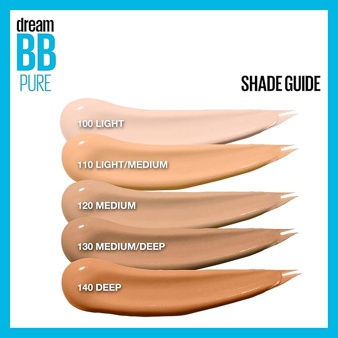 Maybelline Dream Pure Skin Clearing BB Cream, 8-in-1 Skin Perfecting Beauty Balm With 2% Salicylic Acid, Sheer Tint Coverage, Oil-Free, Deep, 1 Count