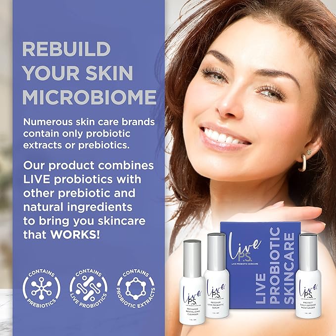 3-Step Skin Care Kit – Face Cleanser, Probiotic Serum & Moisturizer – Ultimate Recipe for Balanced, Glowing, Hydrated Skin – Perfect for All Skin Types – Travel Size – Vegan & Cruelty-Free