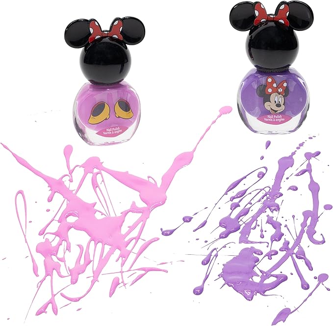 Townley Girl Disney Minnie Mouse Sparkly Cosmetic Makeup Set for Girls with Lip Balm Nail Polish Nail Stickers-35 Pcs|Perfect for Parties Sleepovers Makeovers|Birthday Gift for Girls above 3 Yrs, Kid