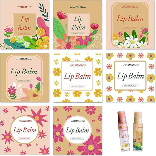 CRASPIRE Lip Balm Labels 80pcs Homemade Lip Balm Labels 2” Clear Lip Balm Labels for Tubes Printable Waterproof Lip Balm Stickers Labels for Lip Balm Handcream Candle Container(Flowers-Orange Yellow)