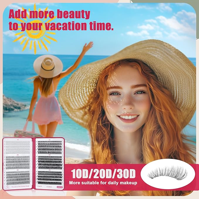 Lash Clusters 600PCS Lashes - Wispy Lash Clusters 10D 20D 30D+40D50D60D Individual Lashes Clusters D Curl Lash Extension 8-16MM Eyelash Clusters DIY Cluster Eyelash Extensions for Beginners Eyelashes