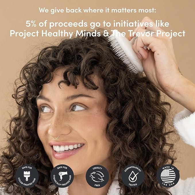 Jupiter Exfoliator Brush For Removing Dandruff & Build-Up - Detangling Scrubber For Wet or Dry Hair - Supports Circulation & Growth - For All Hair Types - Black