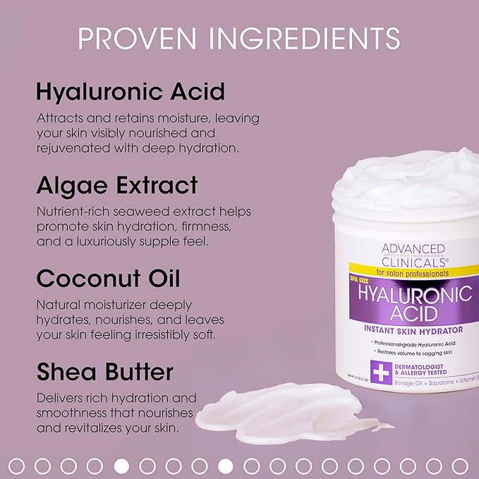 Advanced Clinicals Hyaluronic Acid Moisturizer + Fragrance Free Collagen Cream Face Moisturizer & Body Lotion 2pc Skincare Set For Women & Men Helps Reduce Appearance Of Crepey Skin & Dry Skin, 2pc