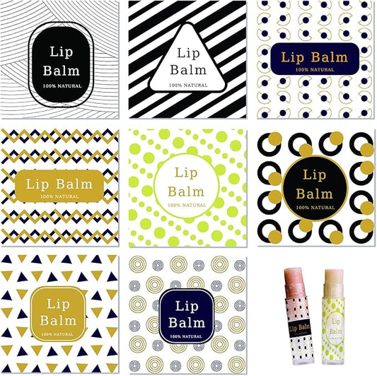 CRASPIRE Lip Balm Labels 80pcs Homemade Lip Balm Labels 2” Clear Lip Balm Labels for Tubes Printable Waterproof Lip Balm Stickers Labels for Lip Balm Handcream Candle Container(Geometry)