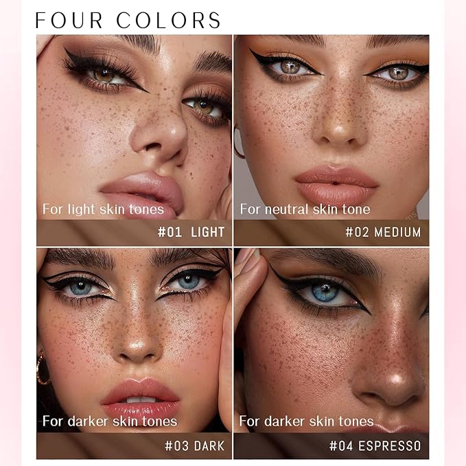 Freckle Stamp with Eyeliner Pen 2 in 1 for Natural Lifelike Faux Freckle Waterproof Fake Freckles Stain Marker for Sunkissed Makeup #Light Brown&Black