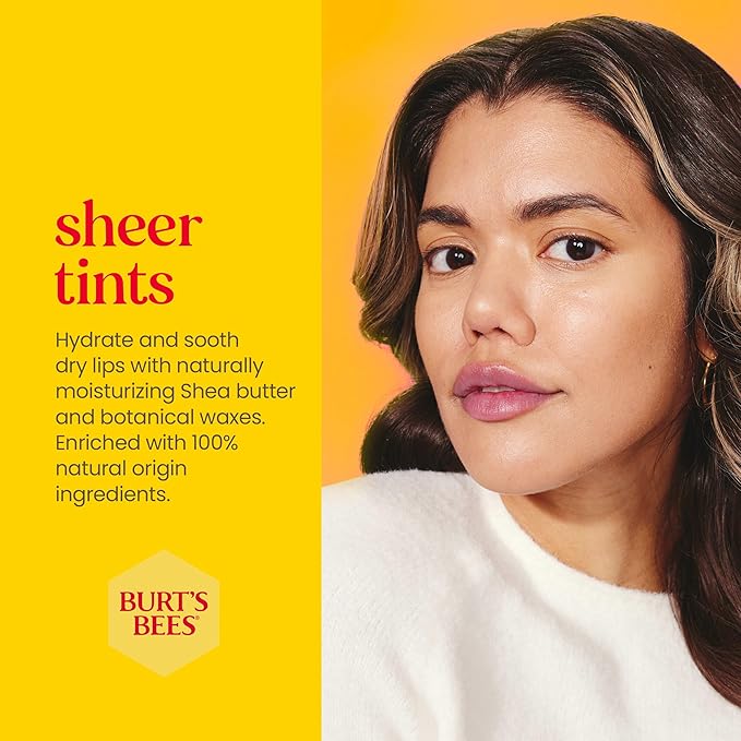 Burt's Bees Lip Tint Balm with Long Lasting 2 in 1 Duo Tinted Balm Formula, Color Infused with Deeply Hydrating Shea Butter for a Natural Looking Buildable Finish, Pink Blossom (2-Pack)